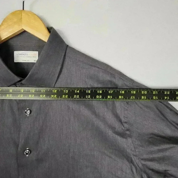 Lorenzo Uomo Trim Fit Mens Gray Dress Shirt Sz 17 Button Up Spread‎ Collar NWOT - Picture 14 of 16